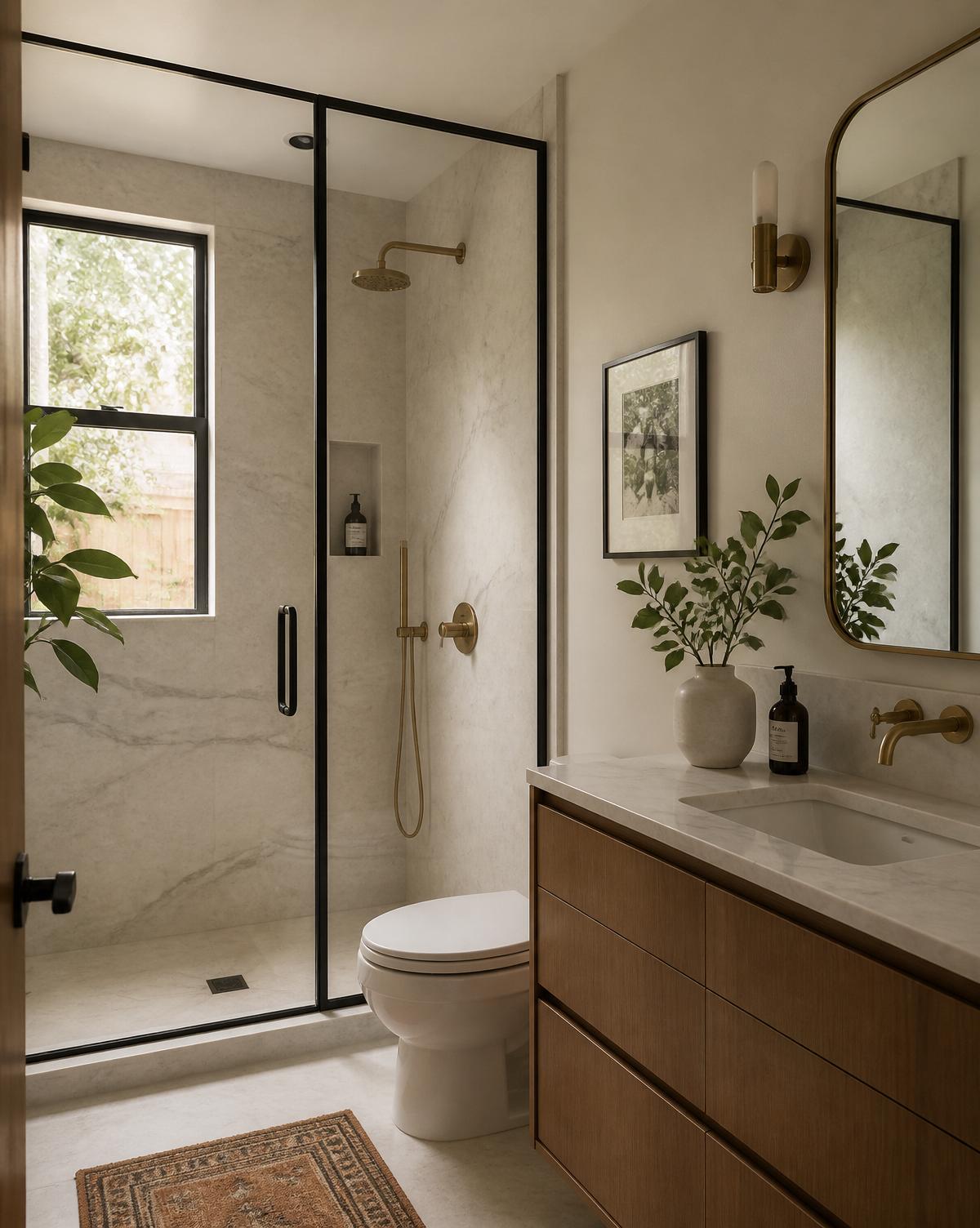Marble and brass bath · Arlington ADU